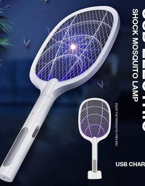 Load image into Gallery viewer, USB Electric Shock Mosquito Lamp Portable Handheld USB Charging Fly Swatter Electric Shock Triple-Layer Mesh Lamp Home Tools
