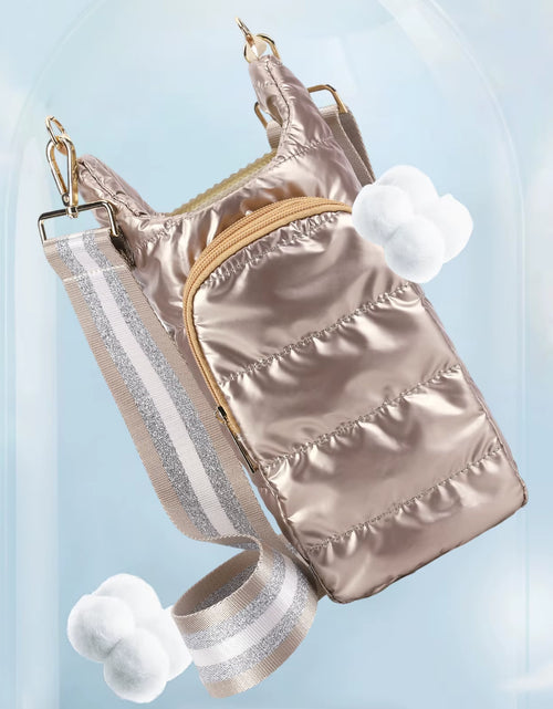 Load image into Gallery viewer, HydroCarry Puffer Tote – Adjustable Strap Water Bottle Carrier for Outdoor Travel &amp; Daily Adventures
