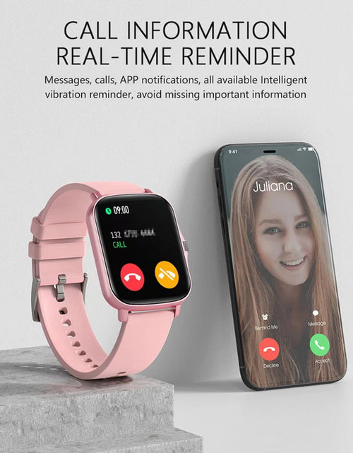 Load image into Gallery viewer, Smart Fitness Tracker Watch for Android/Ios - IP68, Heart Rate/Blood Oxygen/Sleep Monitoring, 8 Sports Modes, Breath Training, Weather Updates - 1.69-Inch Display for Men and Women (Rose Gold)
