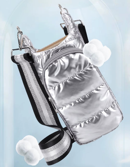 Load image into Gallery viewer, HydroCarry Puffer Tote – Adjustable Strap Water Bottle Carrier for Outdoor Travel &amp; Daily Adventures
