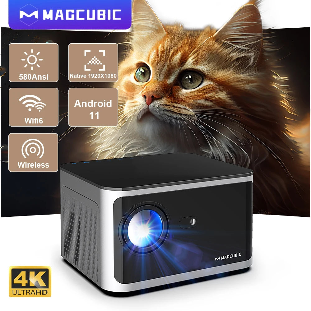 Android 11 4K Smart Projector 580ANSI 1920*1080P Full HD Wifi6 BT5.0 Allwinner H713 Voice Control Home Cinema Theater